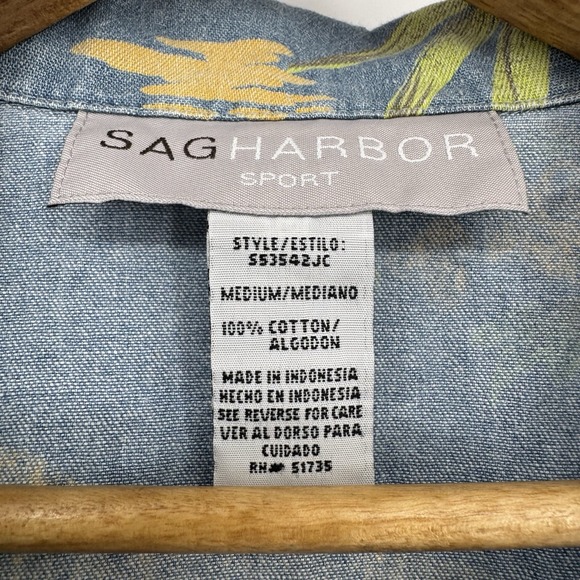 90s Button Down Blouse Women's Medium Tropical Floral AOP Sag Harbor Sport - Picture 4 of 6